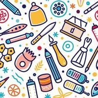 art supplies and tools in a seamless pattern vector