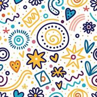 seamless pattern with doodles and hearts vector