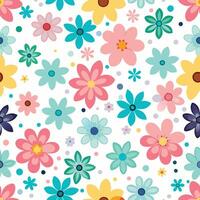 a colorful floral pattern with many different flowers vector