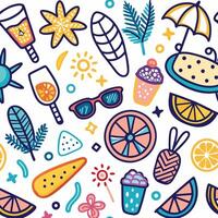 summer seamless pattern with colorful objects vector