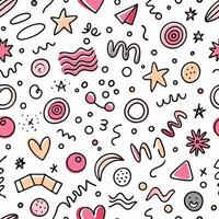 seamless pattern with doodles and shapes vector