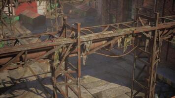 Abandoned factory with collapsing brick structures over time video