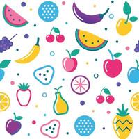seamless pattern with fruits and berries vector