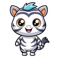 a cartoon zebra with blue eyes and a blue mohawk vector