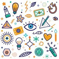 a colorful set of icons with various objects vector