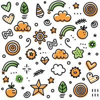 a colorful pattern with various objects and symbols vector