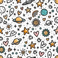 seamless pattern with planets and stars vector