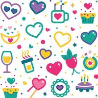 a set of colorful icons for valentine's day vector