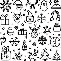 christmas icons set in line style vector