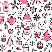 christmas seamless pattern with pink and white elements vector