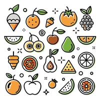 fruit icons set in line style vector