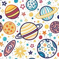 seamless pattern with planets and stars vector