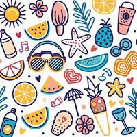 summertime pattern with beach and summertime objects vector