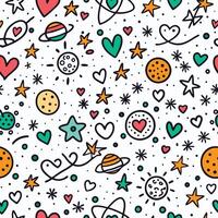 seamless pattern with space and hearts vector