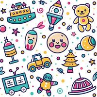 a colorful set of toys and other items vector