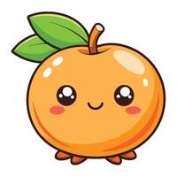 an orange with a green leaf on it vector