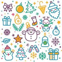 a colorful set of christmas icons on a white background vector