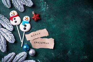 Christmas candy marshmallow in shape of snowman photo