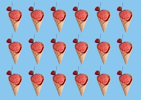 Repeating pattern of strawberry ice cream photo