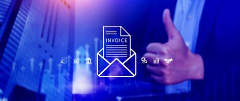 Invoice and online digital statements concept, Financial report and bank management with online payment concept E.invoice invoice. photo