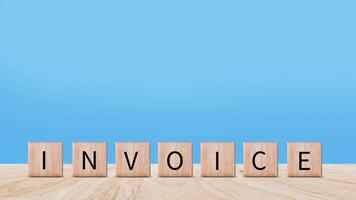 Invoice and online digital statements concept, Financial report and bank management with online payment concept on wooden block. photo