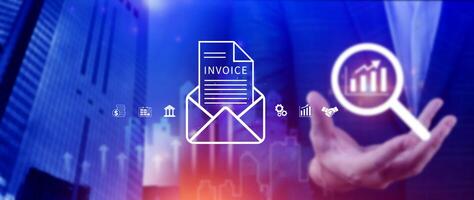 Invoice and online digital statements concept, Financial report and bank management with online payment concept E.invoice invoice. photo