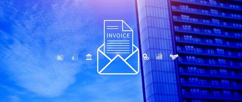 Invoice and online digital statements concept, Financial report and bank management with online payment concept E.invoice invoice. photo