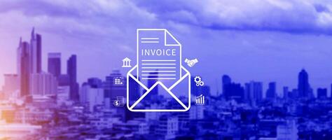 Invoice and online digital statements concept, Financial report and bank management with online payment concept E.invoice invoice. photo