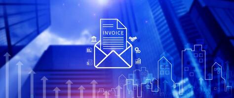 Invoice and online digital statements concept, Financial report and bank management with online payment concept E.invoice invoice. photo