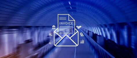 Invoice and online digital statements concept, Financial report and bank management with online payment concept E.invoice invoice. photo