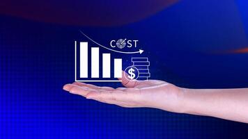 Cost reduction concept, Expenses and saving money, Business strategy and project management, with growth graph of quality control, cost reduction, efficient business and budget cutting. photo