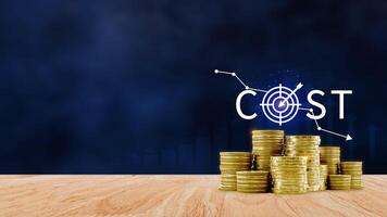 Cost reduction concept, Expenses and saving money, Business strategy and project management, with growth graph of quality control, cost reduction, efficient business and budget cutting. photo