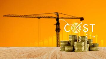 Cost reduction concept, Expenses and saving money, Business strategy and project management, with growth graph of quality control, cost reduction, efficient business and budget cutting. photo