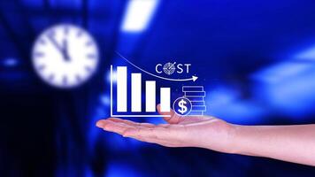 Cost reduction concept, Expenses and saving money, Business strategy and project management, with growth graph of quality control, cost reduction, efficient business and budget cutting. photo