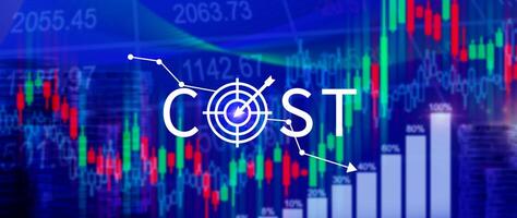 Cost reduction concept, Expenses and saving money, Business strategy and project management, with growth graph of quality control, cost reduction, efficient business and budget cutting. photo