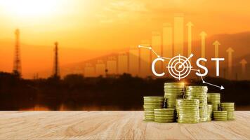Cost reduction concept, Expenses and saving money, Business strategy and project management, with growth graph of quality control, cost reduction, efficient business and budget cutting. photo