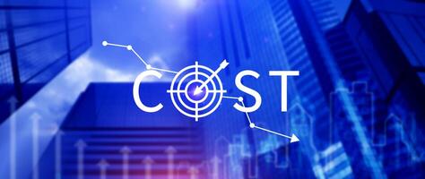 Cost reduction concept, Expenses and saving money, Business strategy and project management, with growth graph of quality control, cost reduction, efficient business and budget cutting. photo
