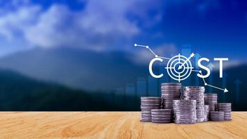 Cost reduction concept, Expenses and saving money, Business strategy and project management, with growth graph of quality control, cost reduction, efficient business and budget cutting. photo