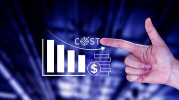 Cost reduction concept, Expenses and saving money, Business strategy and project management, with growth graph of quality control, cost reduction, efficient business and budget cutting. photo