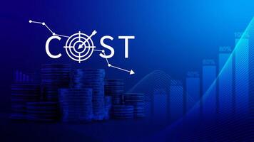 Cost reduction concept, Expenses and saving money, Business strategy and project management, with growth graph of quality control, cost reduction, efficient business and budget cutting. photo