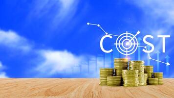 Cost reduction concept, Expenses and saving money, Business strategy and project management, with growth graph of quality control, cost reduction, efficient business and budget cutting. photo
