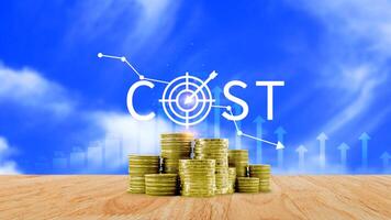Cost reduction concept, Expenses and saving money, Business strategy and project management, with growth graph of quality control, cost reduction, efficient business and budget cutting. photo