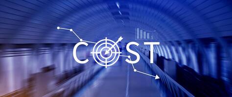 Cost reduction concept, Expenses and saving money, Business strategy and project management, with growth graph of quality control, cost reduction, efficient business and budget cutting. photo