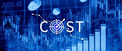 Cost reduction concept, Expenses and saving money, Business strategy and project management, with growth graph of quality control, cost reduction, efficient business and budget cutting. photo