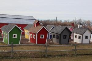 A row of wooden fences photo