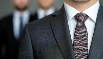 Men in suits discuss teamwork and collaboration at a corporate event photo