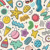 seamless pattern with colorful doodles and shapes vector