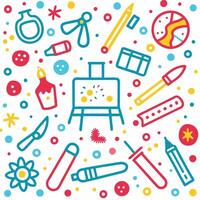art supplies and tools in a circle pattern vector