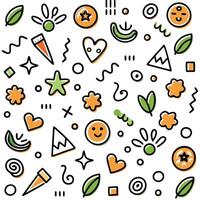 a colorful pattern with various objects and shapes vector