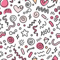 seamless pattern with doodles and shapes vector